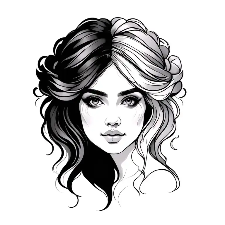 Line Art Sisters Tattoo Design