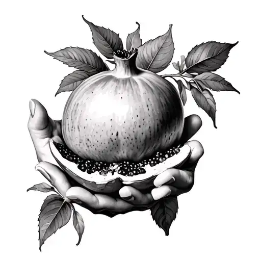 Hands Opening Up A Pomegranate