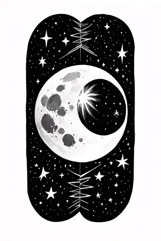 Shoot For The Stars Aim For The Moon Phase Sorroundend By Stars And Other Things