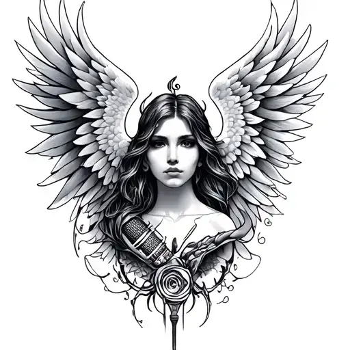 Seraphim And Mic Tattoo Combination
