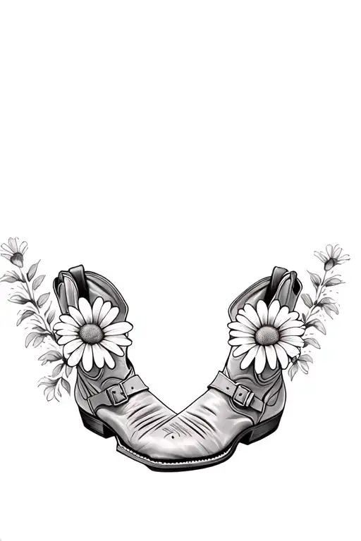 Cowboy Boot And Daisies