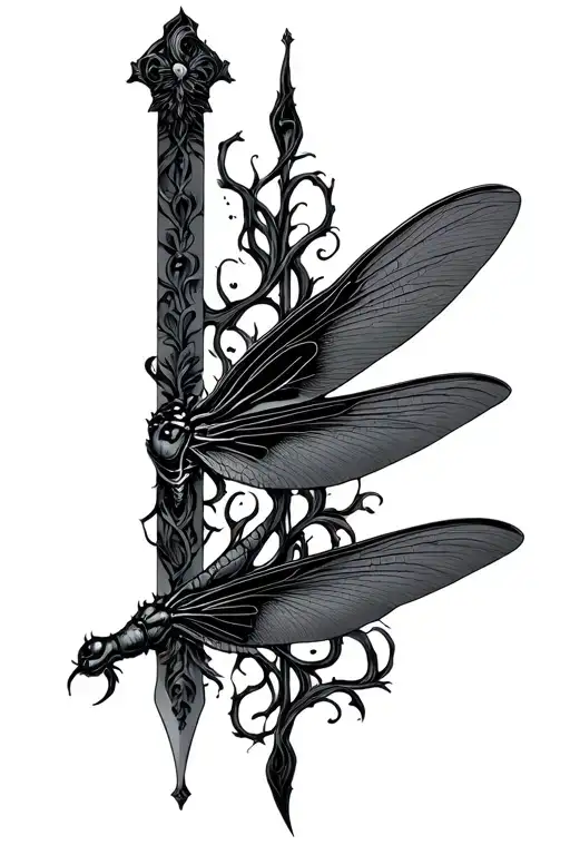 Dragonfly Dagger With Vines Sternum