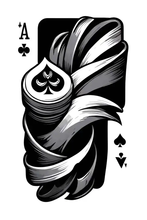Dark Thick Stripes Cradling An Ace Of Spades