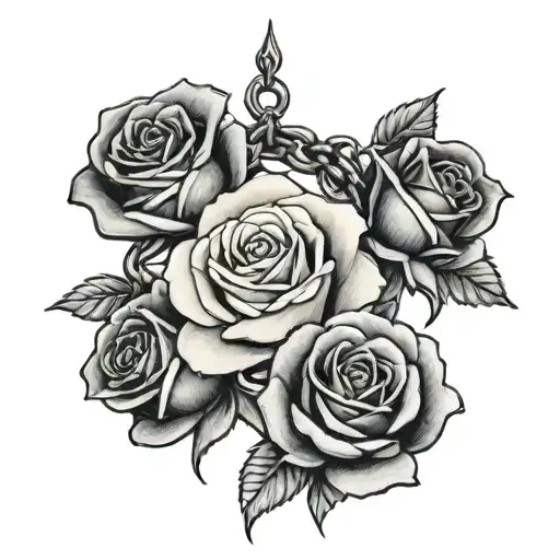 Roses Around Rosary On Wrist