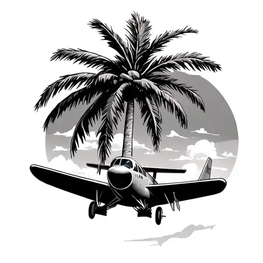 Palm Tree Plane Flying