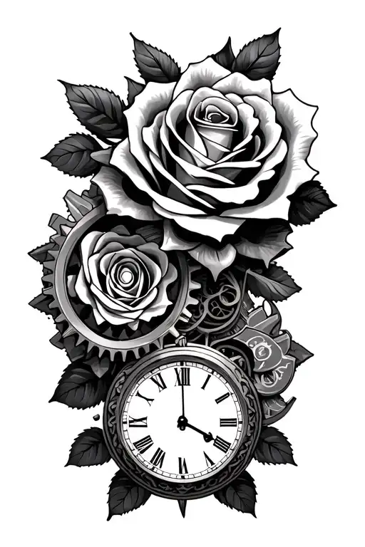 Money Rose And Clock Gears