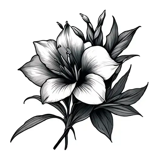 Simple Fine Line Gladiola Tattoo Design Featuring