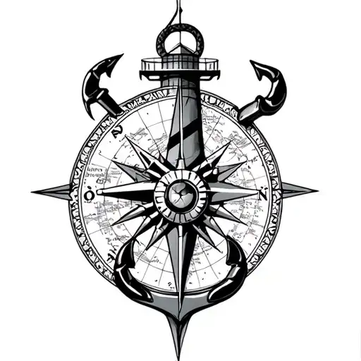 Lighthouse Compass Scorpion Anchor Map