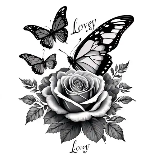 Butterflies And Roses With The Name Lovely