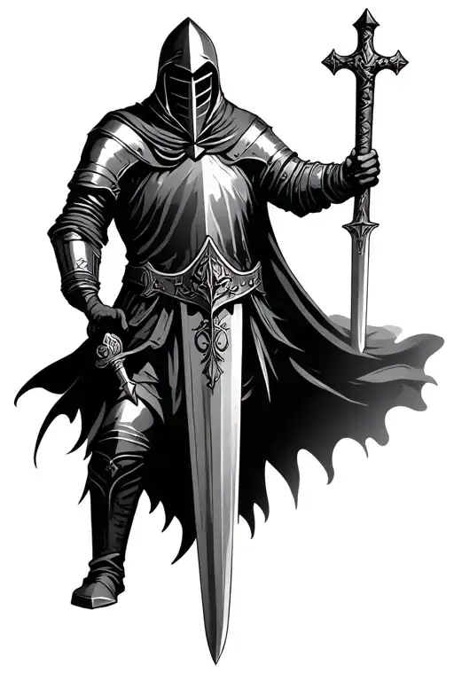 Templar Knight Holding A Sword