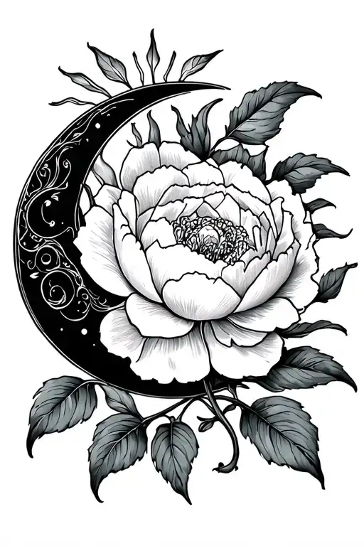 Sun Peony Crescent Moon Vertical