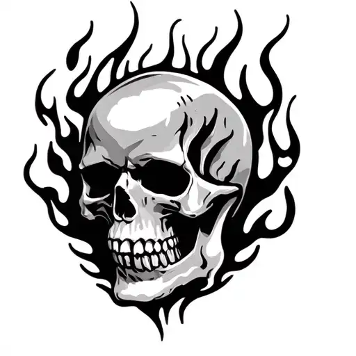Skull Flames Left Arm Sleeve