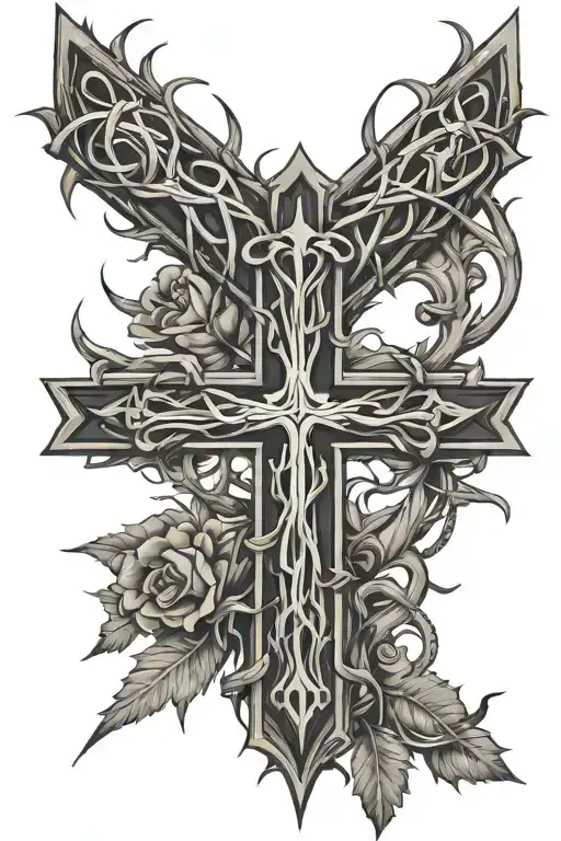 Cross With Crown Of Thorns