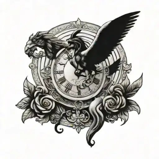 Greek Mythology Kronos Holding Clock Face