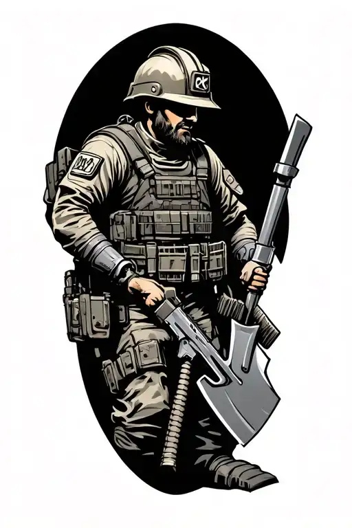 Army Engineer Castle With Shovel And M4