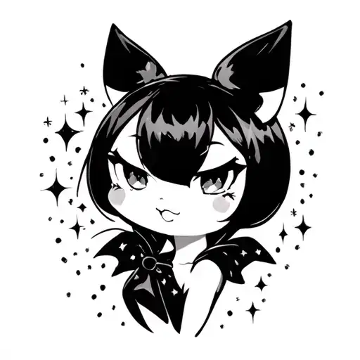 Minimalist Kuromi With Sparkles Line