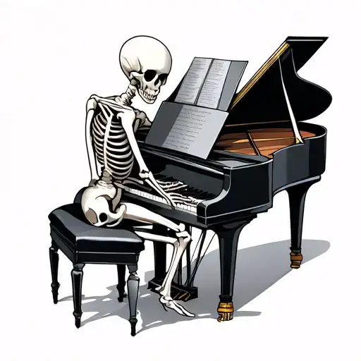Skeleton With A Softness Playing The Piano