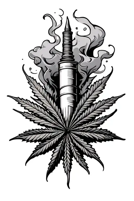 Weed Joint Surrounded By Smoke