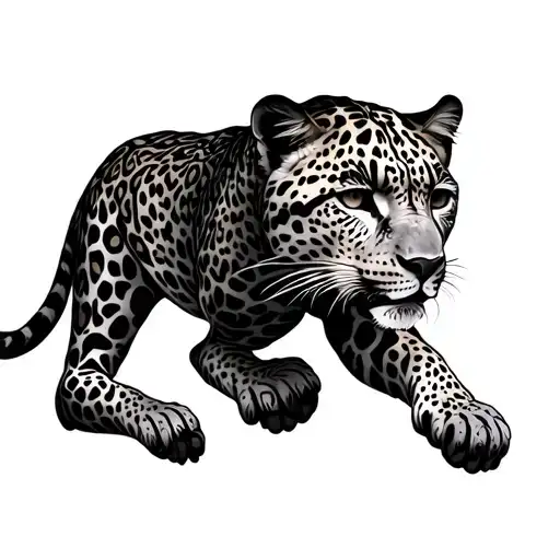 Full Body Leopard Climbing Down