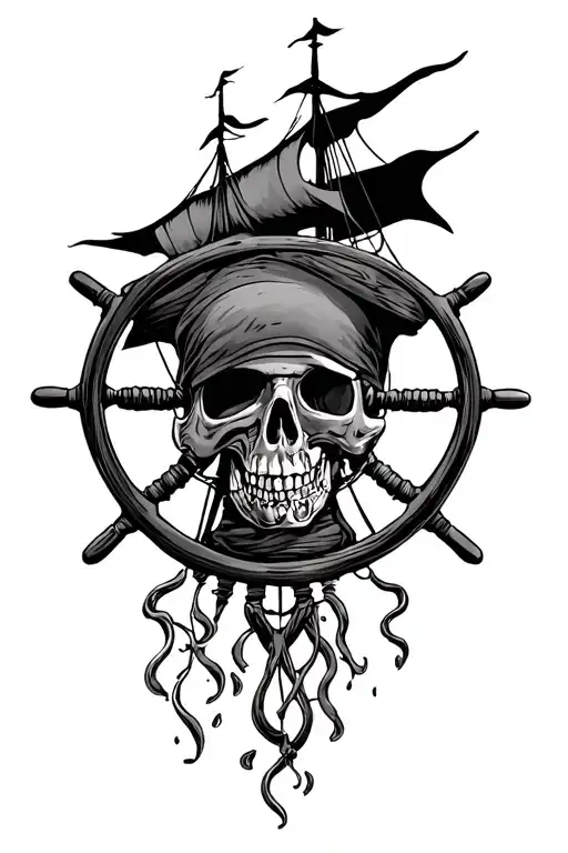 Dark Pirate Ship Steering Wheel