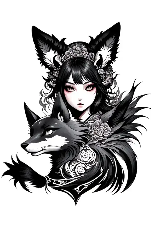 Japanese Demon Girl With Fox