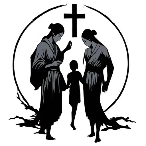 Family In Japenese With Cross