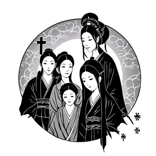 Family In Japenese With Cross