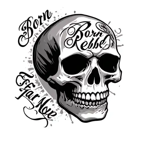 Skull With Writing Born Rebel Fear None