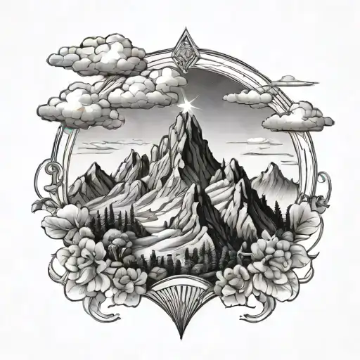 3 Mountains With One In The Clouds Leading Into The Garden Of Eden