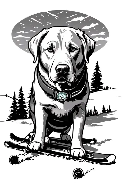 Mountain Skiing Compass Labrador Retriever Dates Trees Chairlift