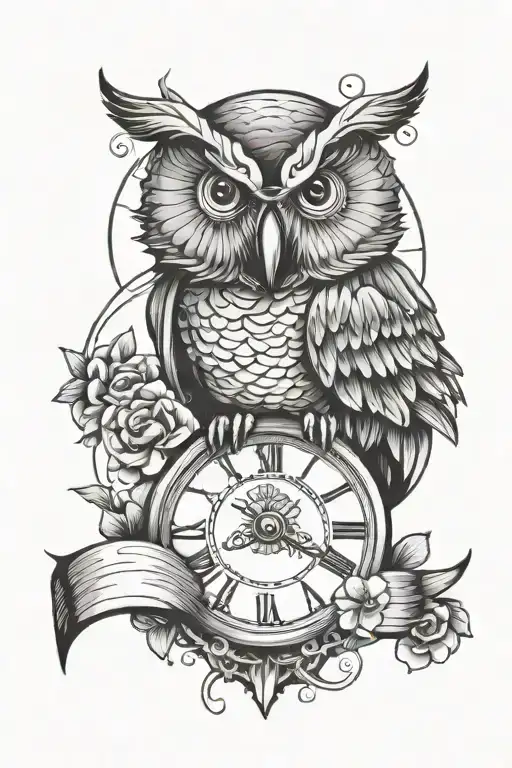 Owl With Clock And Libra Sign