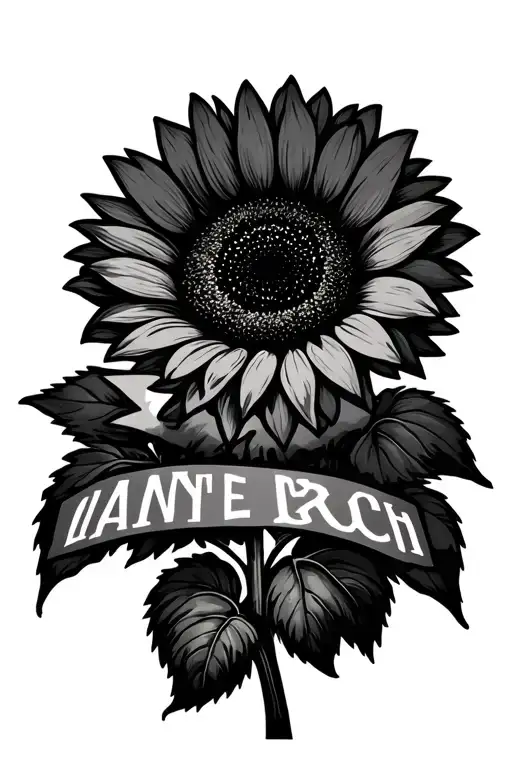 Sunflower With A Phrase In Place Of The Stem