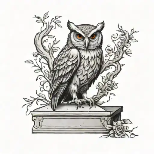 Owl Sitting On Gravestone Engraved With Name