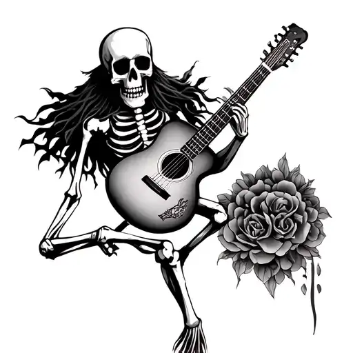 Gipsy Skeleton Playing A Guitar
