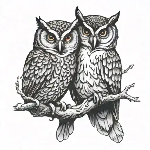 Owl Sitting On Branch Loved One Side