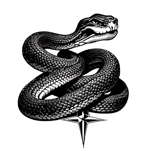 Snake Wrapped Around A Compass