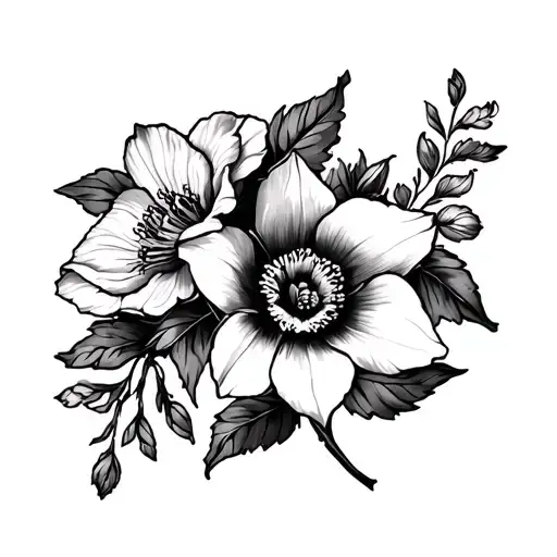 Forearm Wrap My Arm With Narcissus Peony And Morning Glory Flower