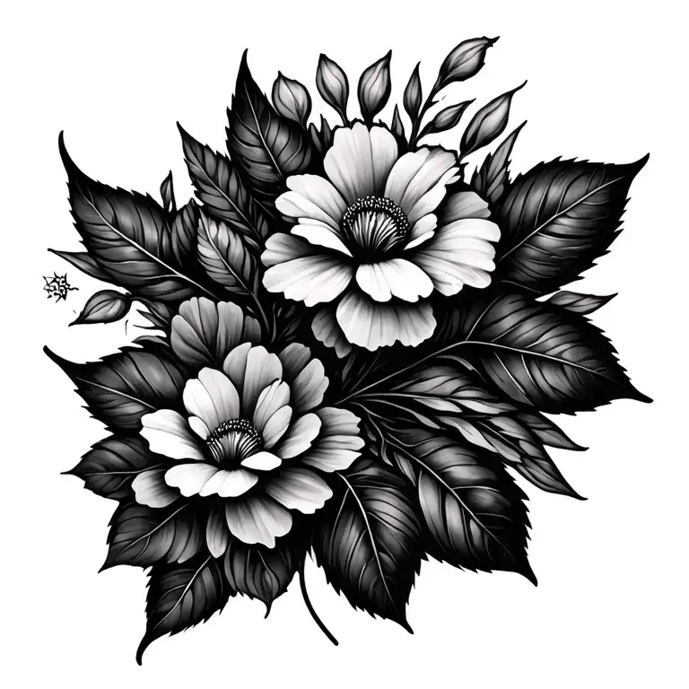 Flowers And Leaves Growing