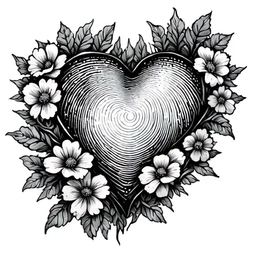 Thumbprint Heart With Flowers