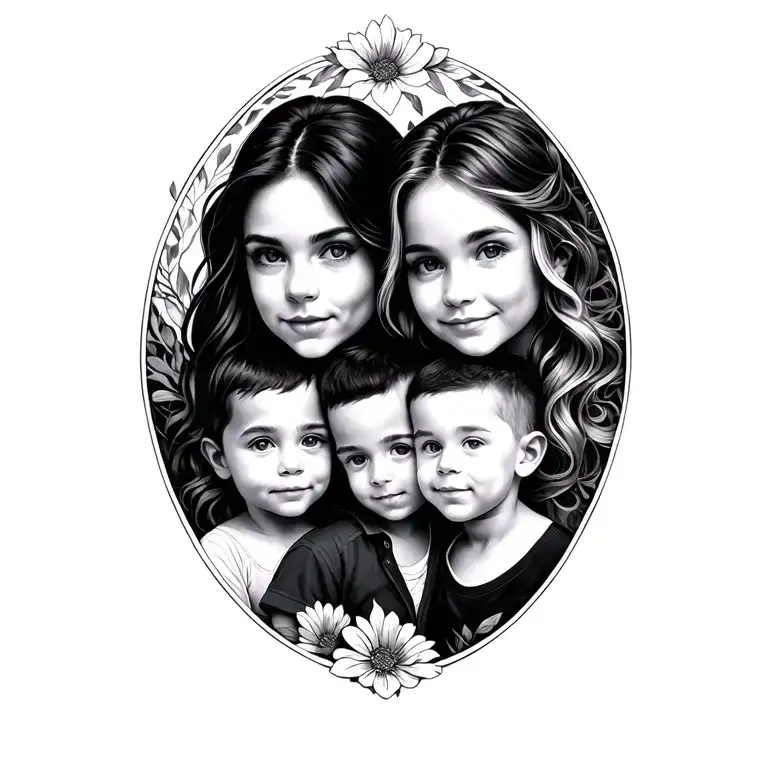 A Mum And Her Three Boys Together Symbolising Family