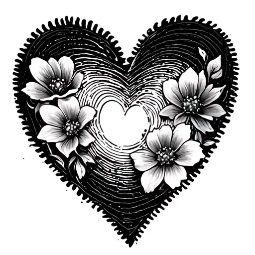 Thumbprint Heart With Flowers