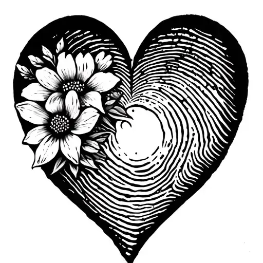 Thumbprint Heart With Flowers