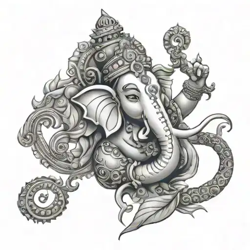 God Ganesh With His Mushak And Scorpion Made