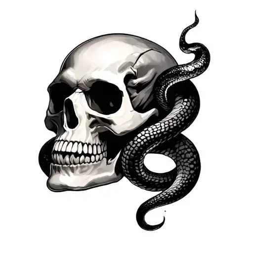Skull With Snake Wrapped