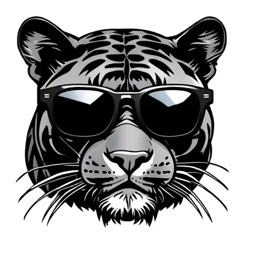 Panther Head Wearing Sunglasses American Traditional
