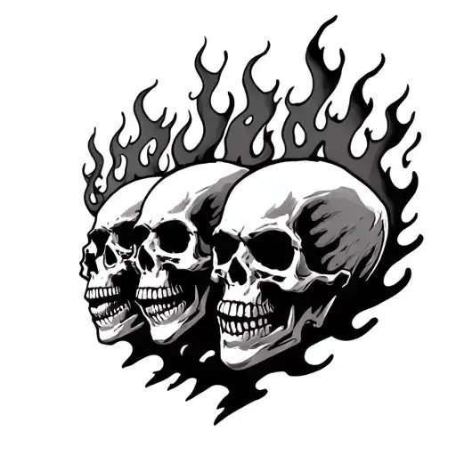 Bunch Of Skulls On Fire