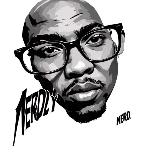Lettering Saying Nerdy Gangster Looking Through Glasses