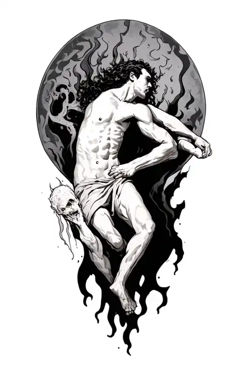 And Man Being Pulled To Hell