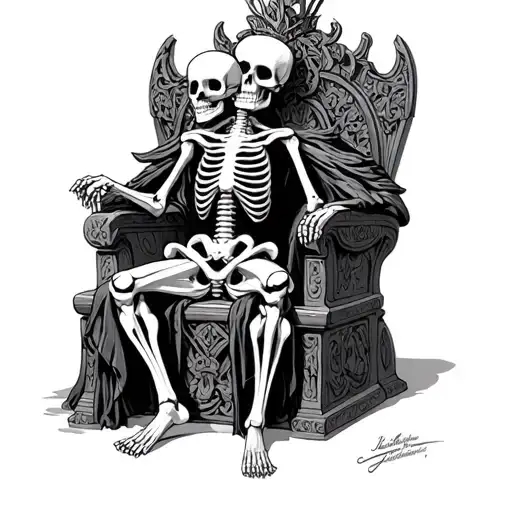 Skeleton King Sitting In Throng