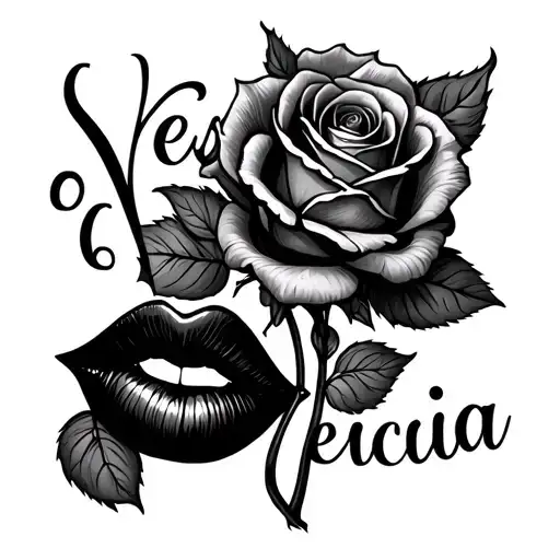 Vesticia Text With A Rose And A Kiss